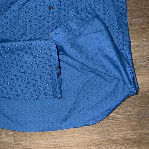 Wrangler® Ford Logo Blue Print Long Sleeve Button Down Shirt MP2295M Men's Large - Picture 9 of 12